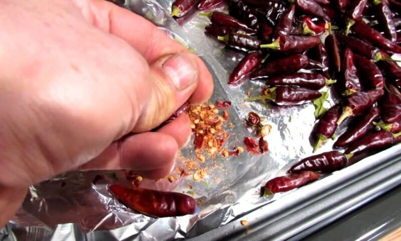 Drying chili peppers